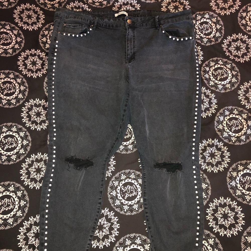 Charlotte Russe Dark Denim Studded Jeans